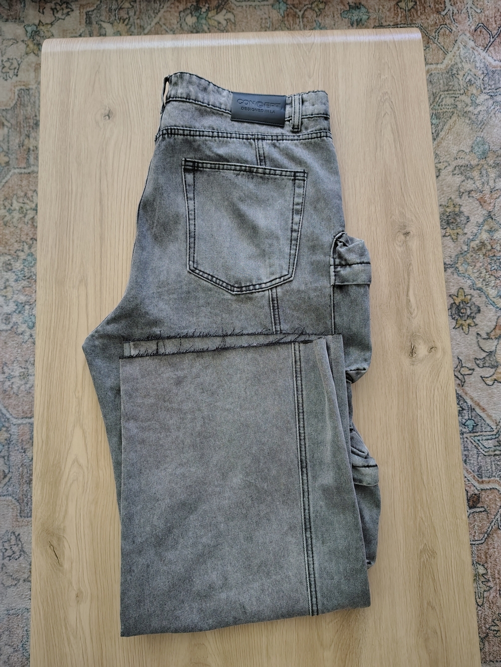 Concept Gray Acid Wash Baggy Cargo Jeans Size 38 Y2K